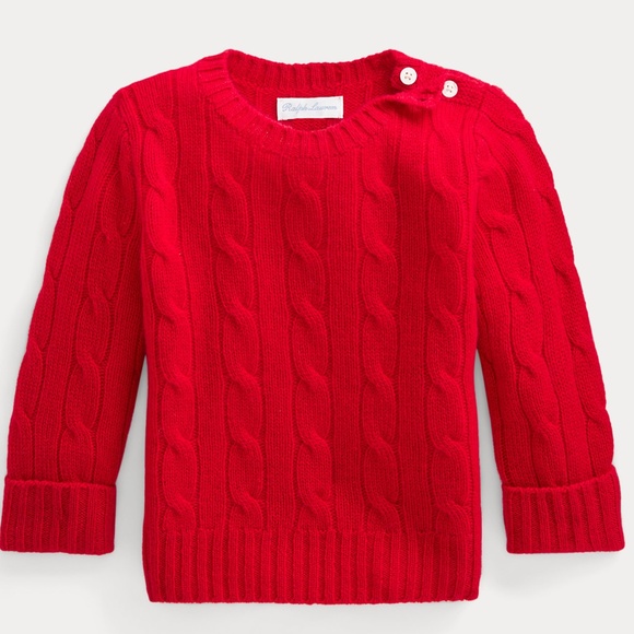 NWT - RED - Ralph Lauren Cable-Knit Cashmere Sweater - Picture 1 of 5
